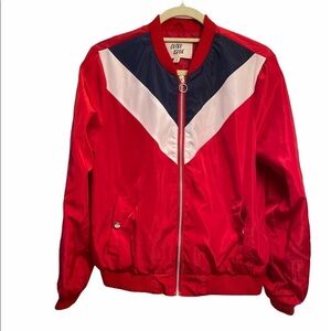 Outer Edge jacket satin style 80s look and vibe zip front snap pocket Size Large